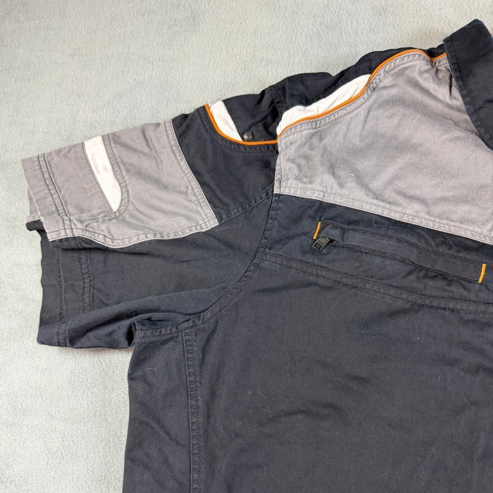 Harley-Davidson Mens 3XL Colorblock Button Up Garage Shirt Black Grey Orange - Picture 8 of 13